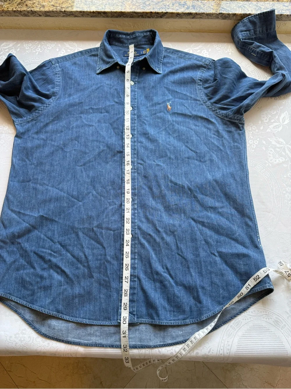 Polo by Ralph Lauren Indigo Blue Denim Jeans Button-Down Shirt Men’s Size L